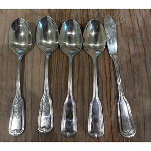 Wallace 18/10 Stainless Steel Flatware 4 Spoons + 1 Spreader
